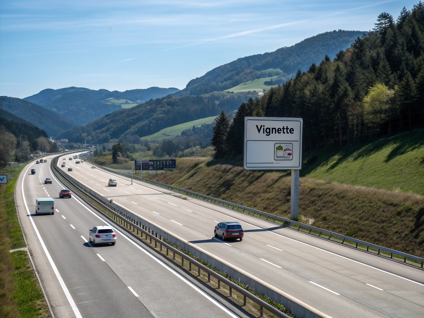 Deutsche und österreichische Autobahn mit Mautstelle