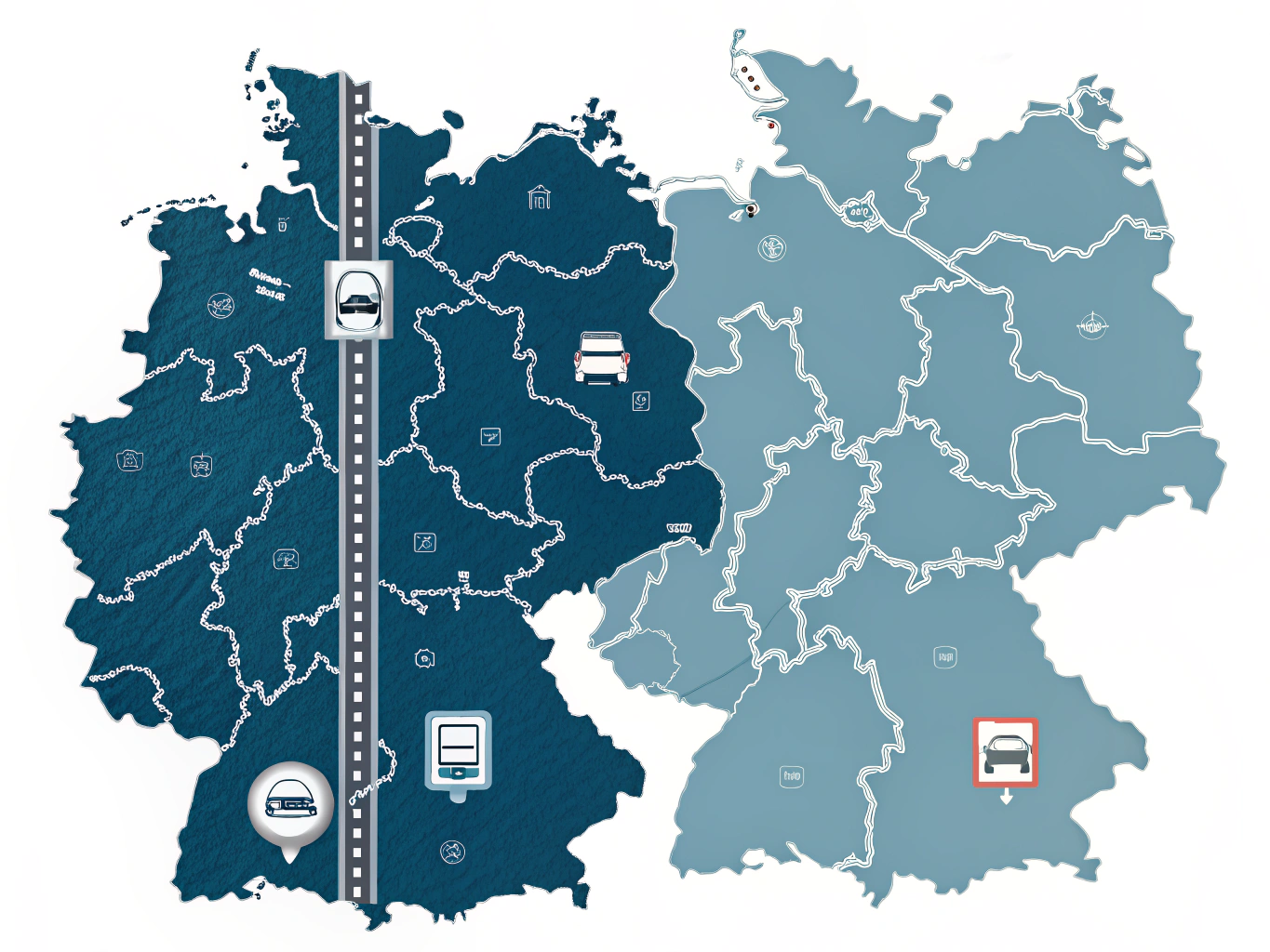 Karte der Mautstraßen in Deutschland und Österreich